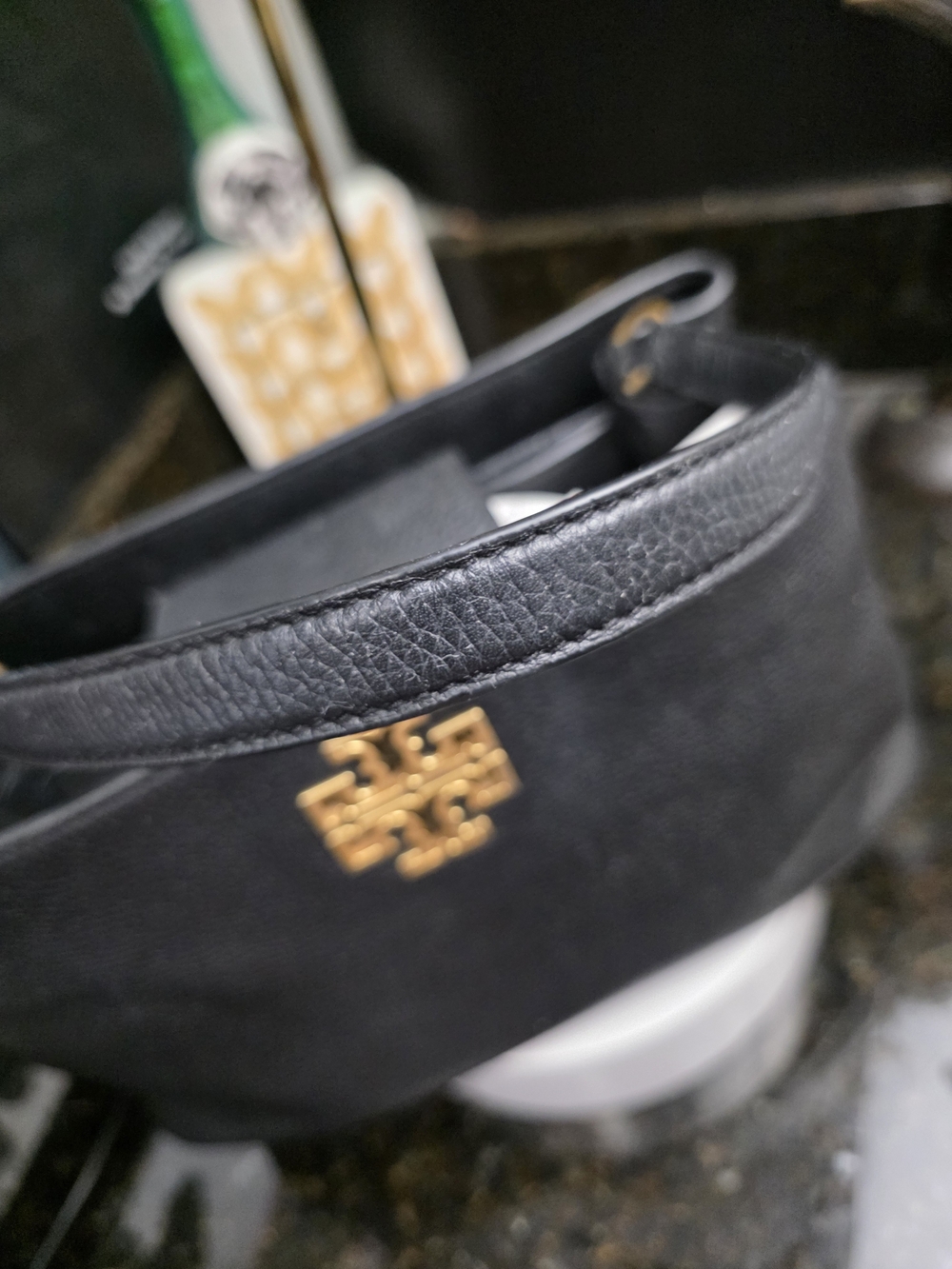 Tory Burch Black Leather Top-Handle Satchel with Gold Logo - Picture 5 of 15